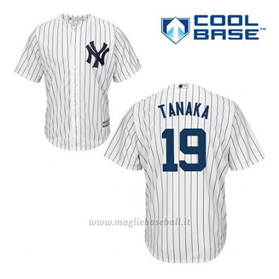 Maglia Baseball Uomo New York Yankees Masahiro Tanaka 19 Bianco 1ªCool Base